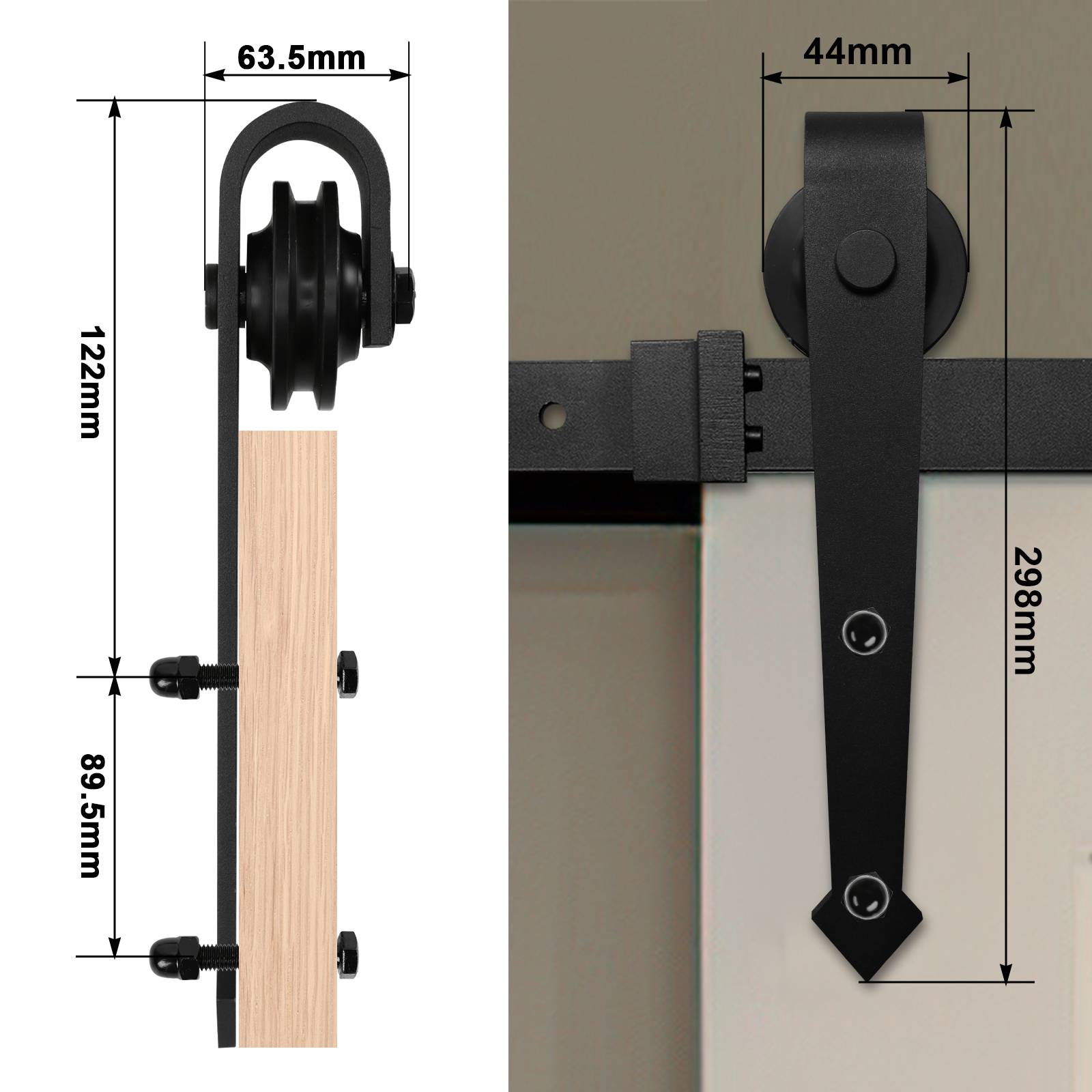Schiebetürbeschlag Zimmertür Türbeschlag Big Wheel Scheunentor Belastung 150kg Laufschienen Schiebetürsystem Set 363 cm Pfeils