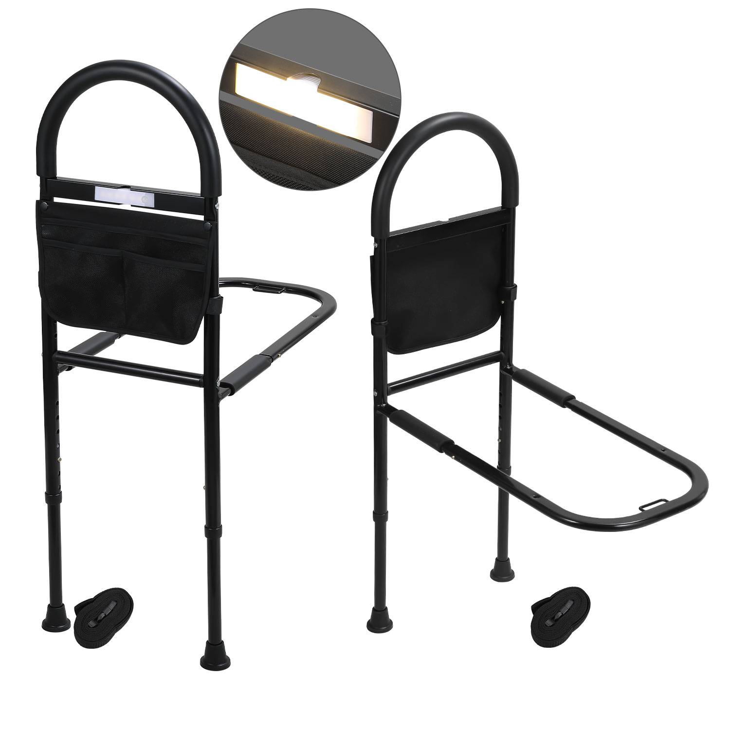 Bettgitter Aufstehhilfe Bett Haltegriffe Hilfsmittel für Senioren Verstellbare 80-104cm, mit LED