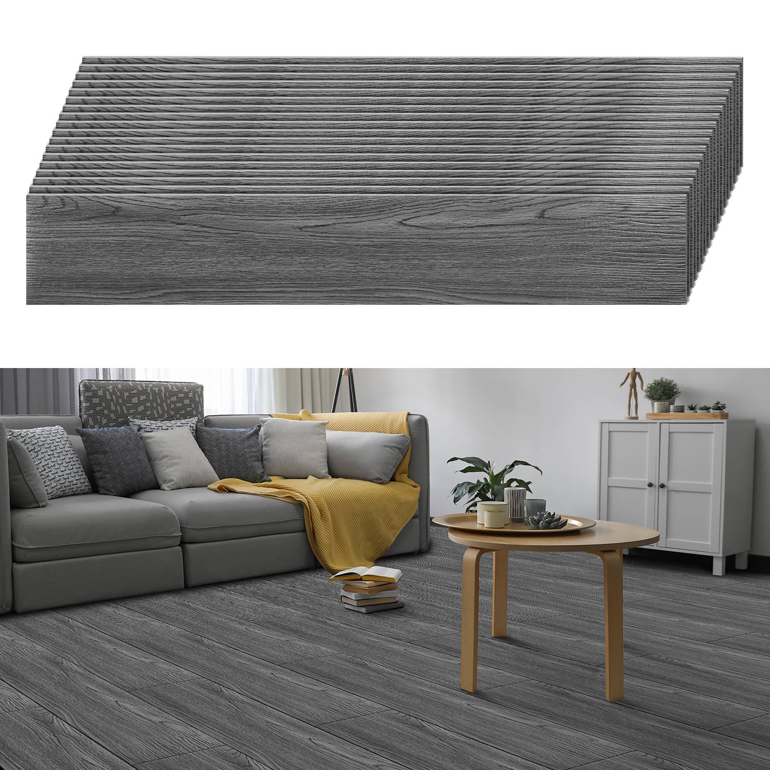 Vinyl Laminat 2.51m² Selbstklebend Grau 18 Nachbildung Dielen Design Bodenbelag gefühlsecht