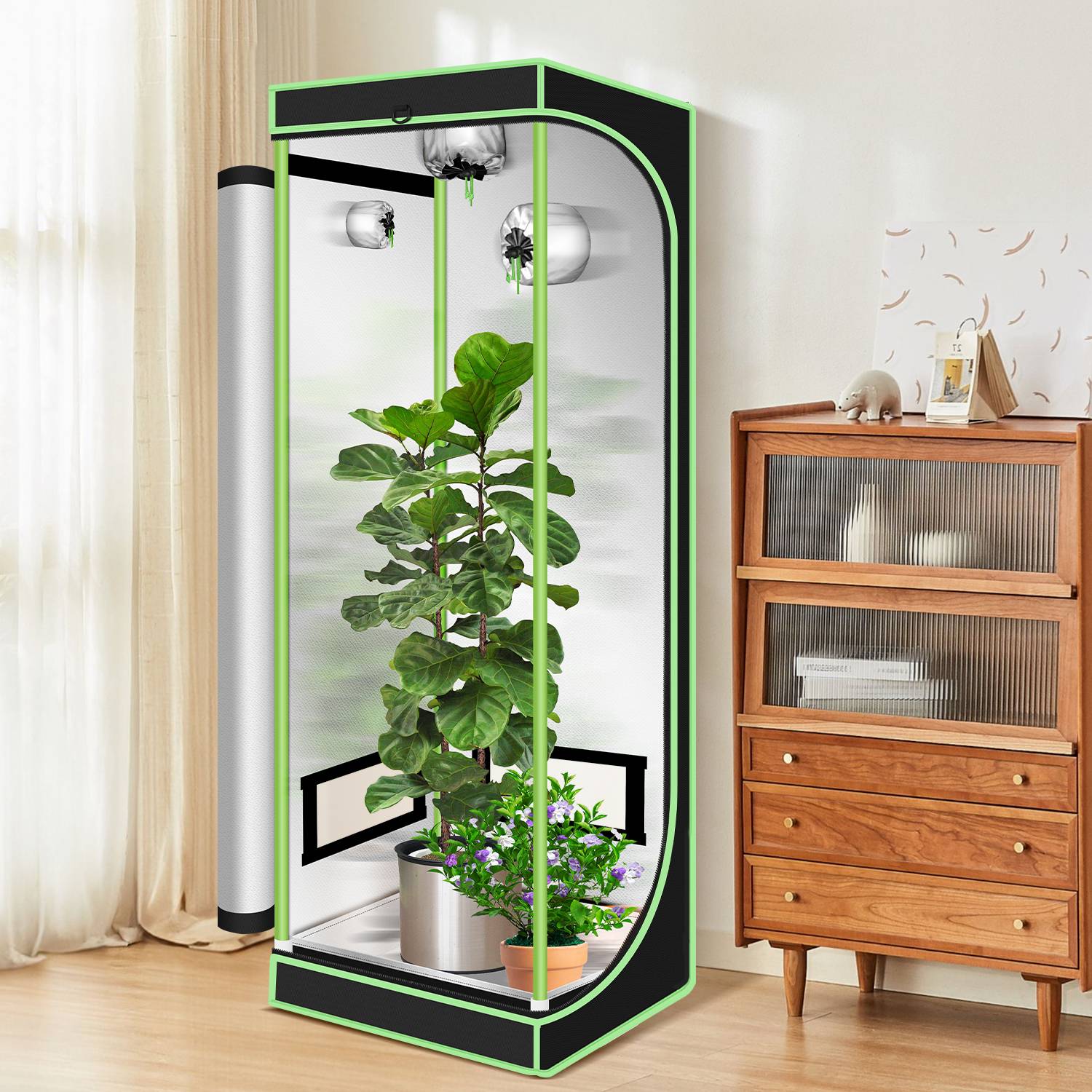 Grow Zelt für Pflanzen Zuchtzelt Gewächshaus Box Garten Anzucht Gemüse Kräuter Grow Schrank Indoor 40x40x120 cm