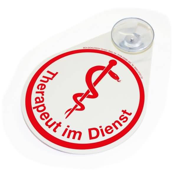Hinweisschild Therapeut im Dienst 9108-02096-002