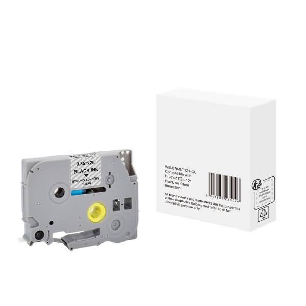 Schriftband wie Brother TZe-121 9mmx8m schwarz auf transparent