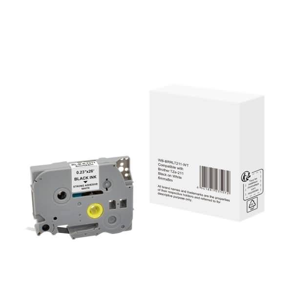 Schriftband wie Brother TZe-211 6mmx8m schwarz auf weiß