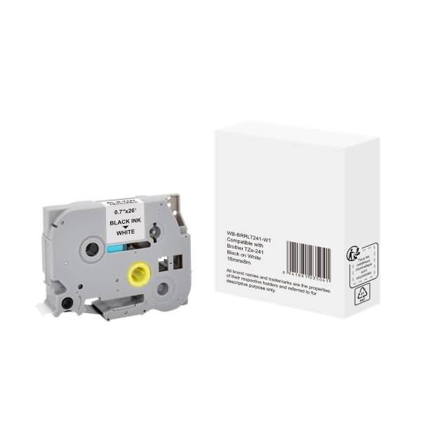 Schriftband wie Brother TZe-241 18mmx8m schwarz auf weiß