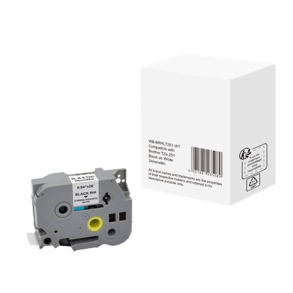 Schriftband wie Brother TZe-251 24mmx8m schwarz auf weiß