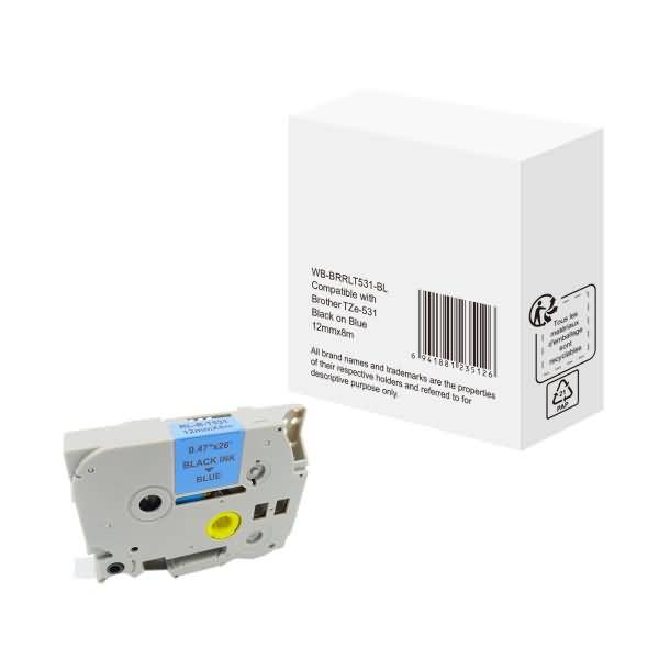 Schriftband wie Brother TZe-531 12mmx8m schwarz auf
