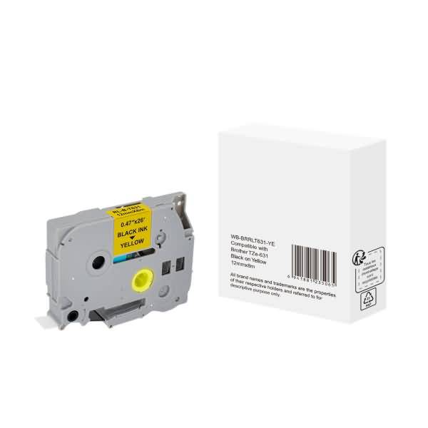 Schriftband wie Brother TZe-631 12mmx8m schwarz auf gelb