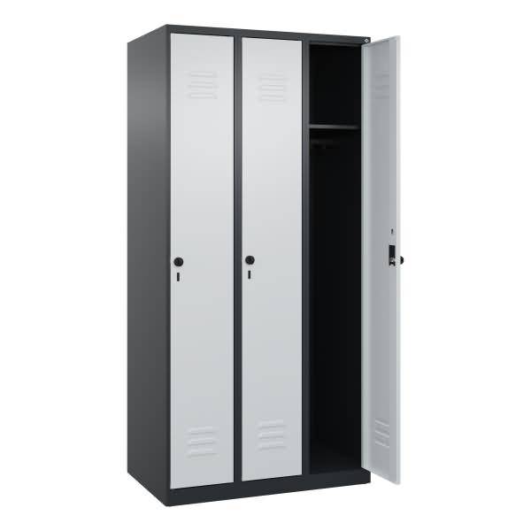 Spind Classic PLUS 3 Abteile 1850x900x500mm schwarzgrau/lichtgrau
