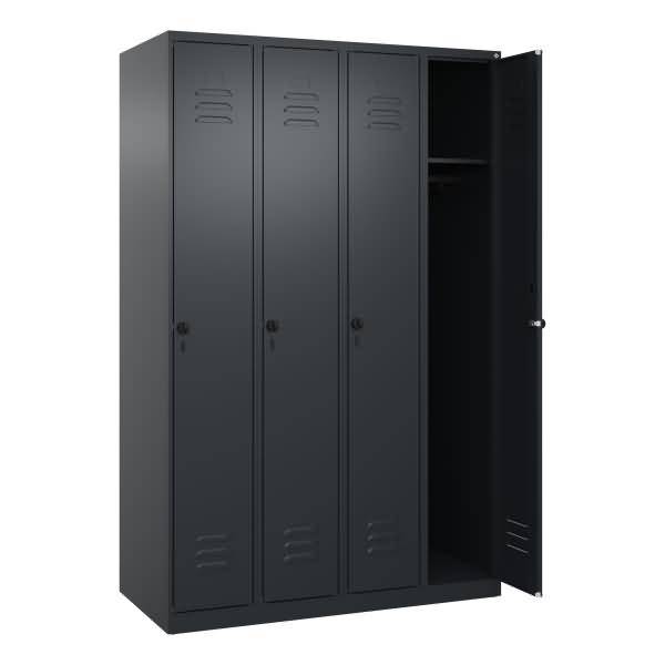 Spind Classic PLUS 4Abteile 1850x1200x500mm schwarzgrau/schwarzgrau