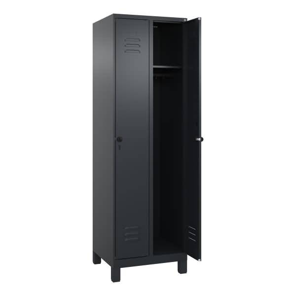 Spind Classic PLUS 2 Abteile 1950x600x500mm schwarzgrau/schwarzgrau