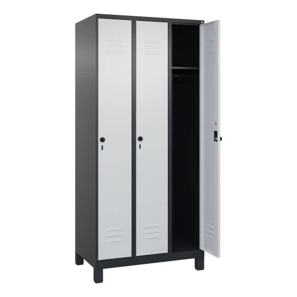 Spind Classic PLUS 3 Abteile 1950x900x500mm schwarzgrau/lichtgrau