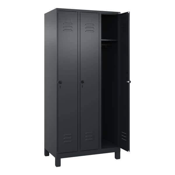 Spind Classic PLUS 3 Abteile 1950x900x500mm schwarzgrau/schwarzgrau
