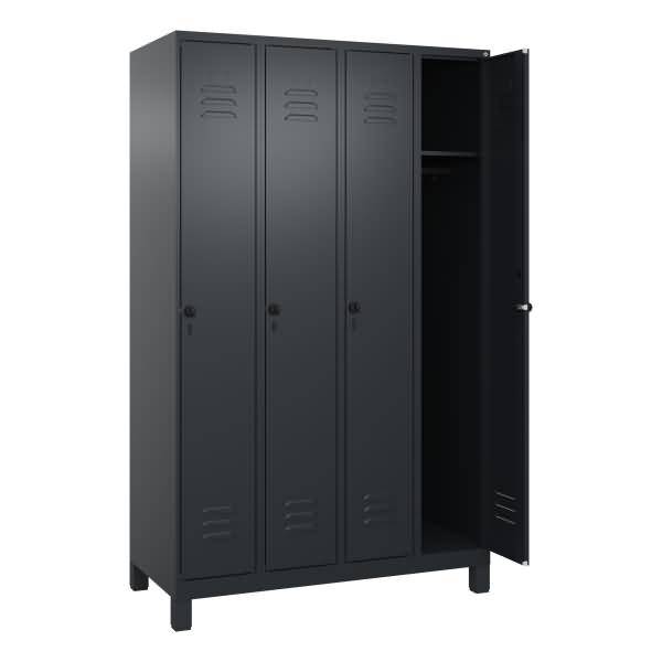 Spind Classic PLUS 4Abteile 1950x1200x500mm schwarzgrau/schwarzgrau