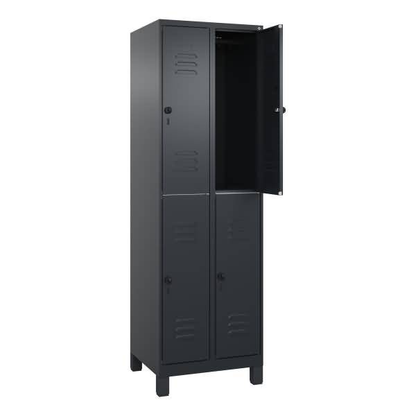 Spind Classic PLUS doppelt 2 Abteile 1950x600x500mm schwarzgrau/schwarzgrau