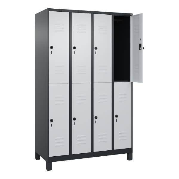 Spind Classic PLUS doppelt 4Abteile 1950x1200x500mm schwarzgrau/lichtgrau