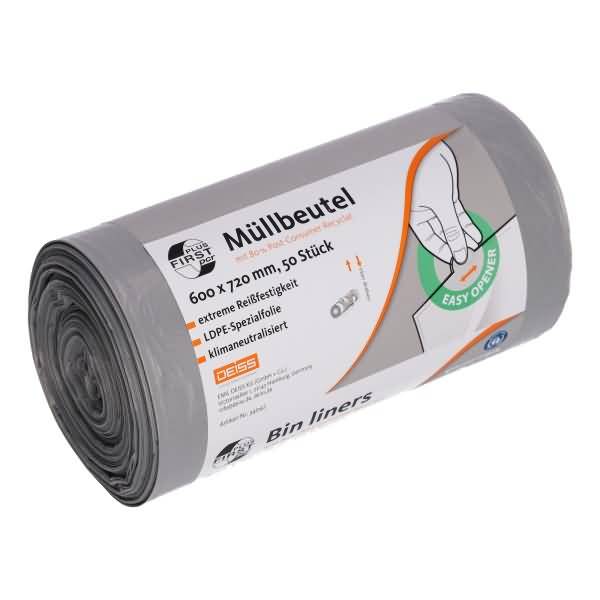 Müllsack FIRST PLUS 34042 60l grau 50 Stück