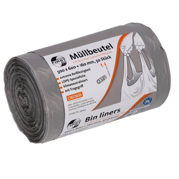 Müllsack FIRST PLUS 34044 30l grau 50 Stück