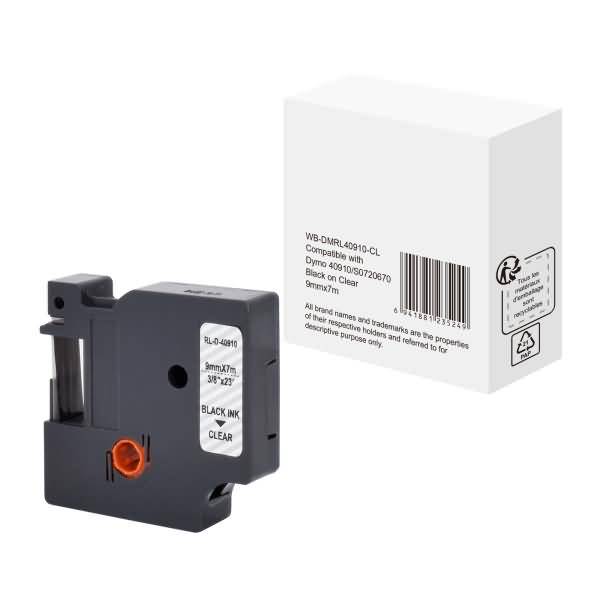 Schriftband wie Dymo S0720670 9mmx7m schwarz auf transparent