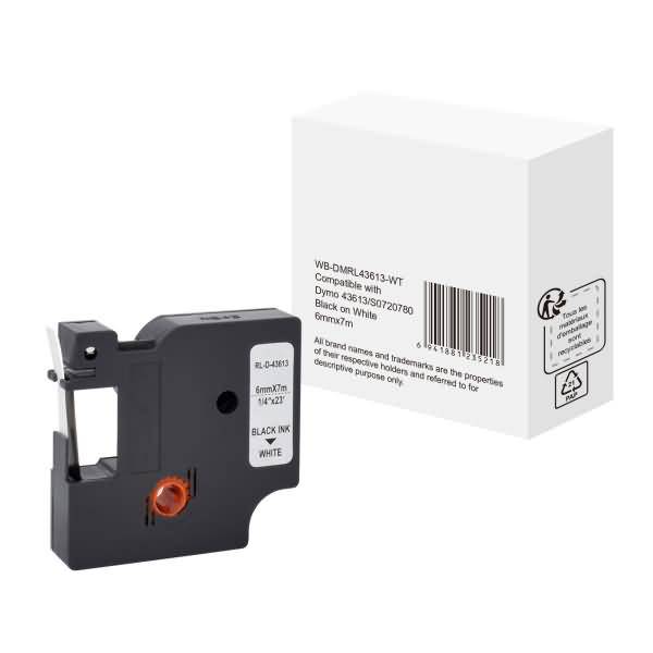 Schriftband wie Dymo S0720780 6mmx7m schwarz auf weiß