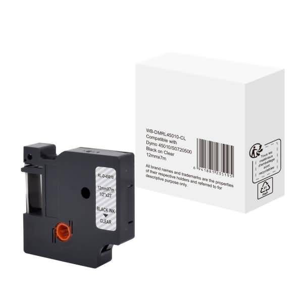 Schriftband wie Dymo S0720500 12mmx7m schwarz auf transparent