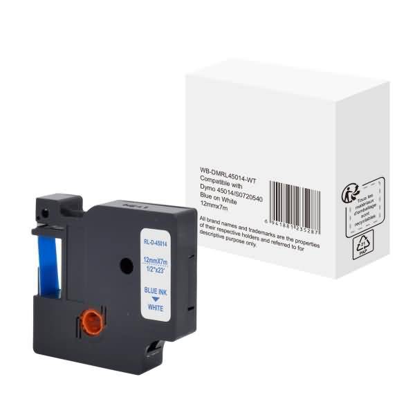 Schriftband wie Dymo S0720540 12mmx7m blau auf weiß