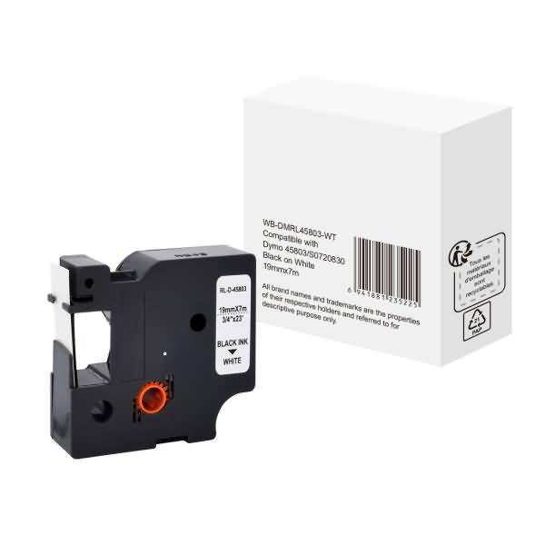 Schriftband wie Dymo S0720830 19mmx7m schwarz auf weiß