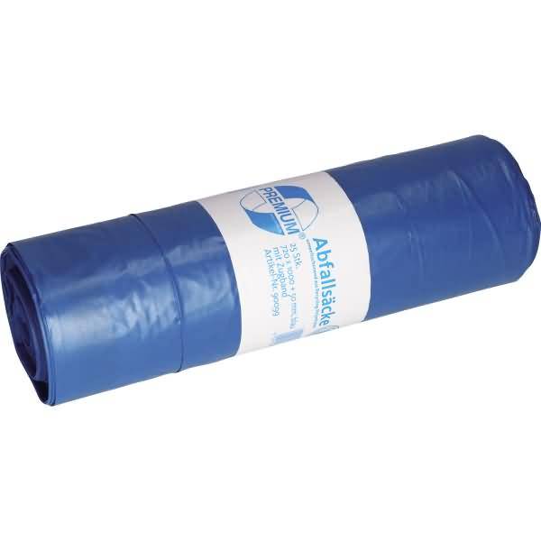 Müllsack PREMIUM 90099 m.Zugband LDPE 120l blau 25 Stück