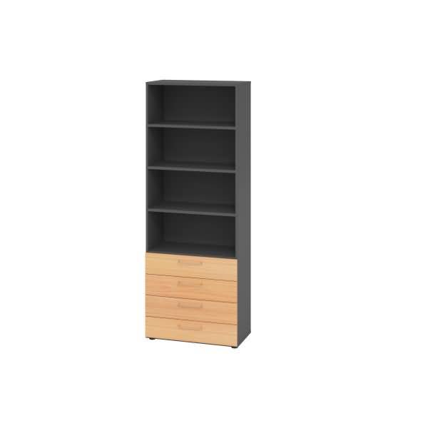 Regal 6OH 4 Schübe graphit/Buche