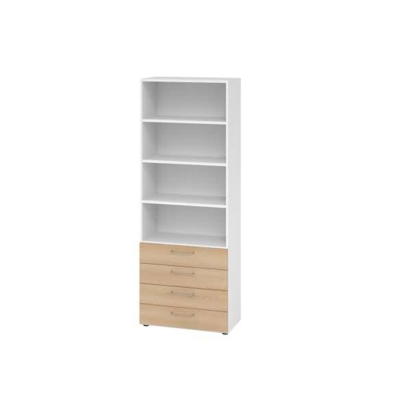 Regal 6OH 4 Schübe weiß/Eiche