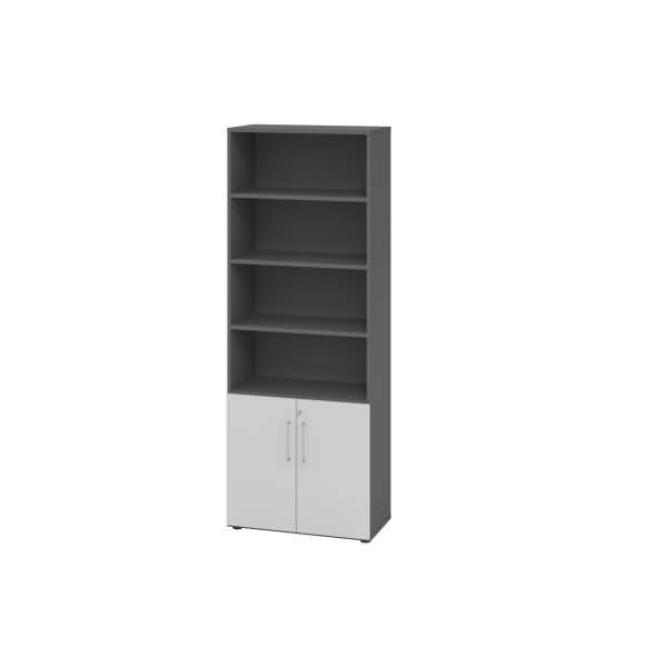 Regal 6OH Türen 2OH graphit/grau