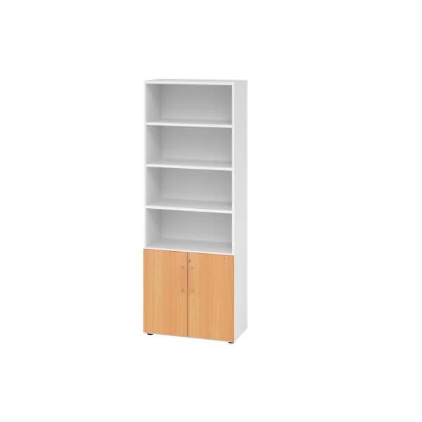 Regal 6OH Türen 2OH weiß/Buche