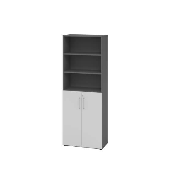 Regal 6OH Türen 3OH graphit/grau
