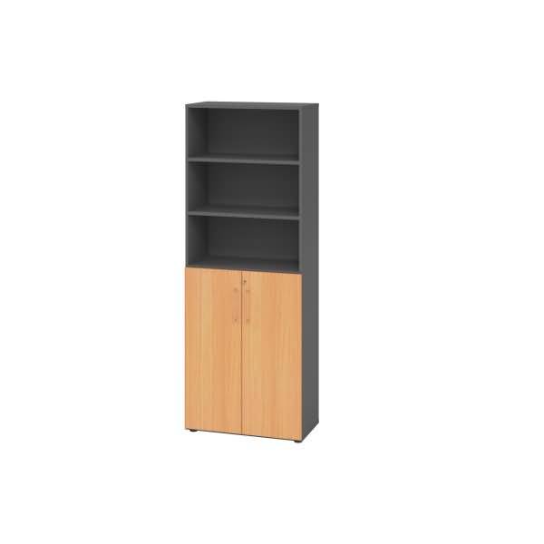 Regal 6OH Türen 3OH graphit/Buche