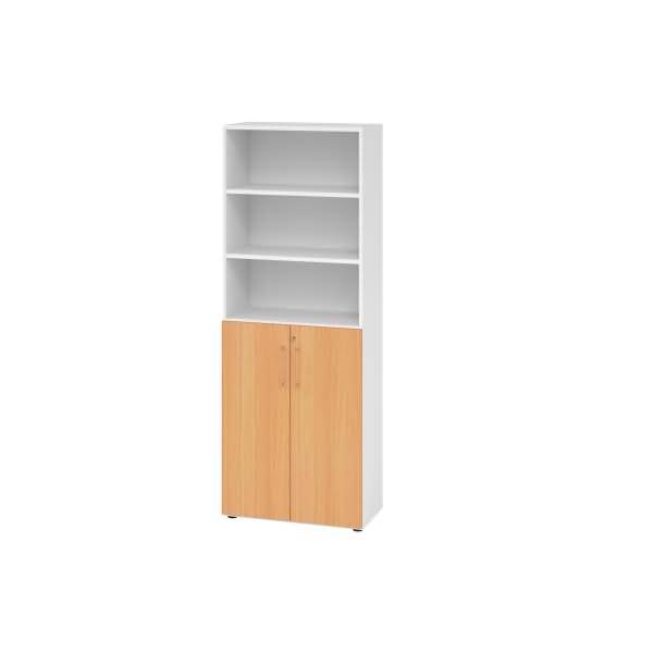 Regal 6OH Türen 3OH weiß/Buche
