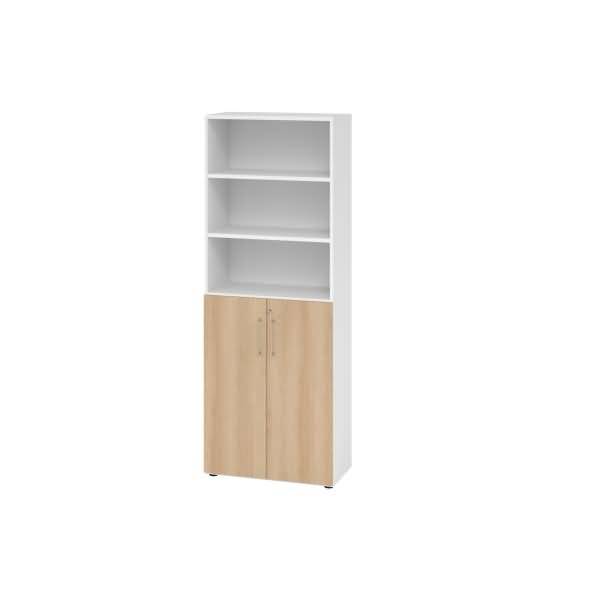 Regal 6OH Türen 3OH weiß/Eiche
