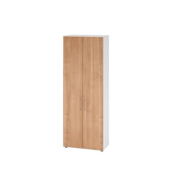 Regal 6OH Türen weiß/Nussbaum