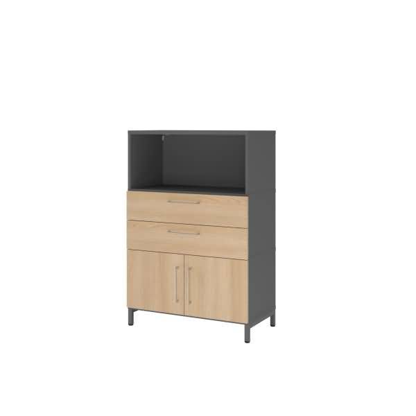 Kombischrank FlexWall 3OH Sockel graphit/eiche