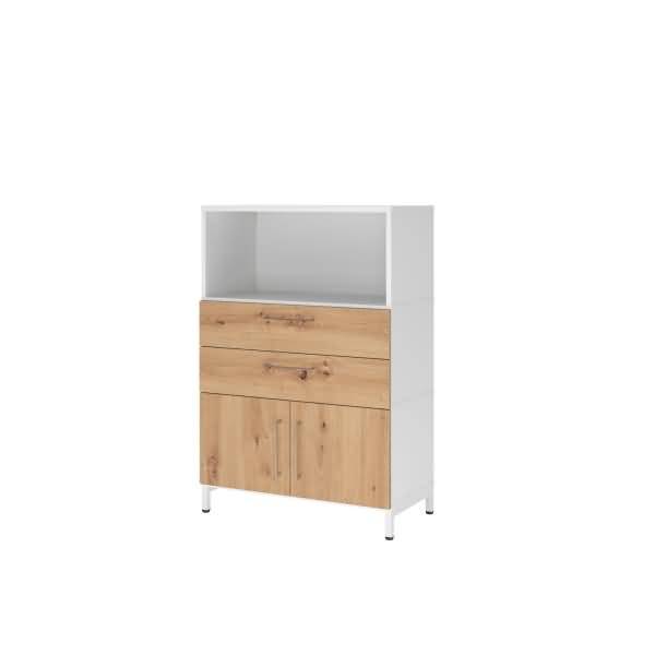 Kombischrank FlexWall 3OH Sockel weiß/asteiche