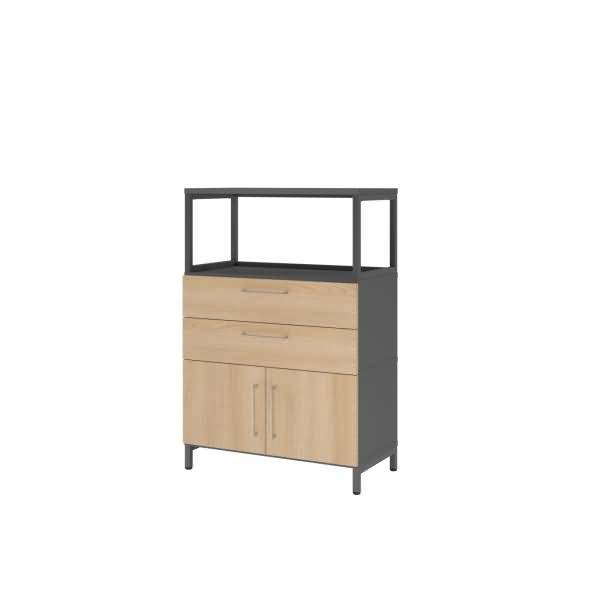 Kombischrank FlexWall 3OH 1offen Sockel graphit/eiche