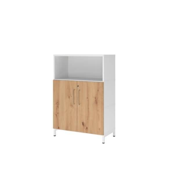 Regal FlexWall Türen 3OH Sockel weiß/asteiche