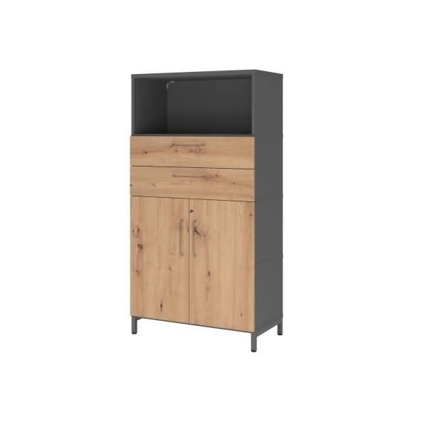 Kombischrank FlexWall 4OH Sockel graphit/asteiche