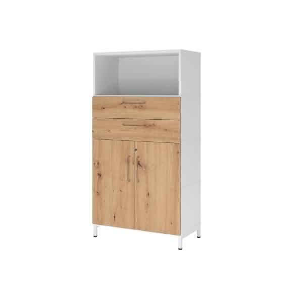 Kombischrank FlexWall 4OH Sockel weiß/asteiche