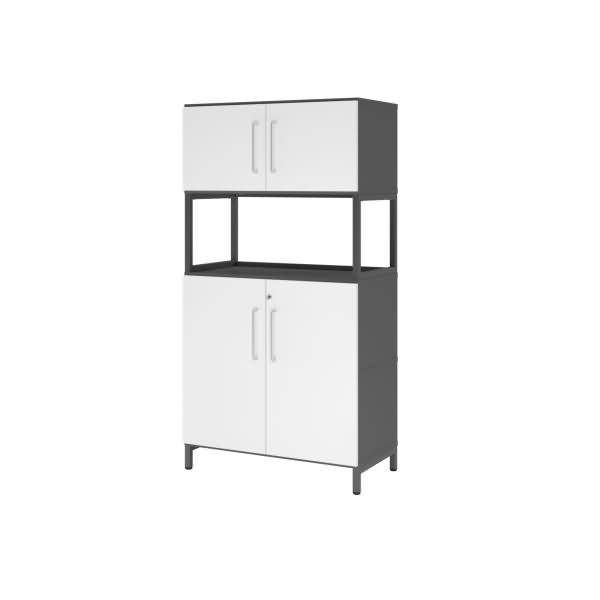 Kombischrank FlexWall 4OH 1offen Sockel graphit/weiß