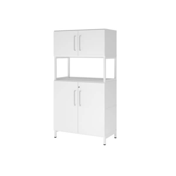 Kombischrank FlexWall 4OH 1offen Sockel weiß/weiß