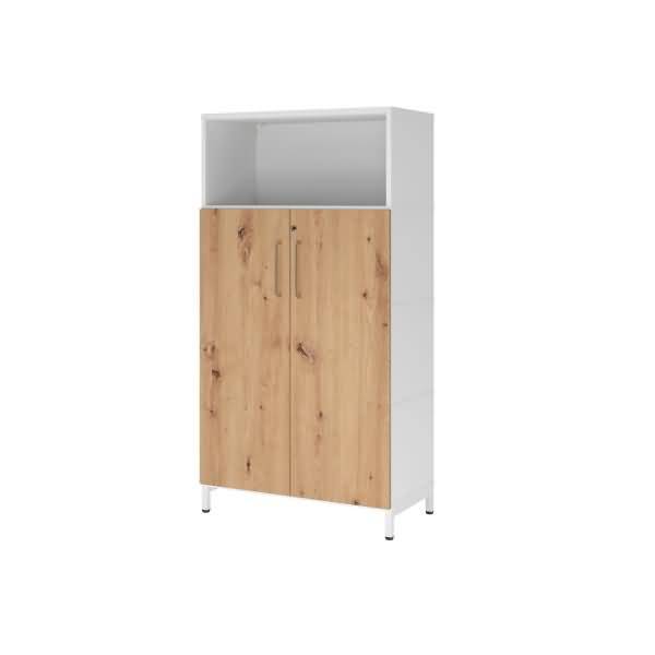 Regal FlexWall Türen 4OH Sockel weiß/asteiche