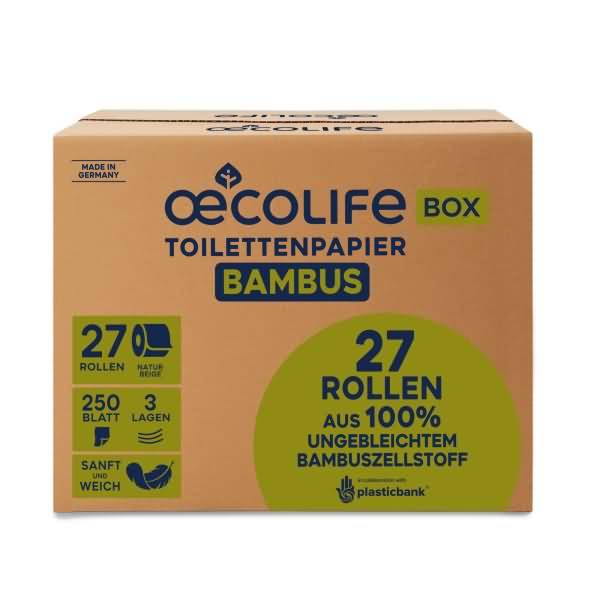 Toilettenpapier oecolife Bambus 1612702 3-lagig 250 Blatt 27 Rollen