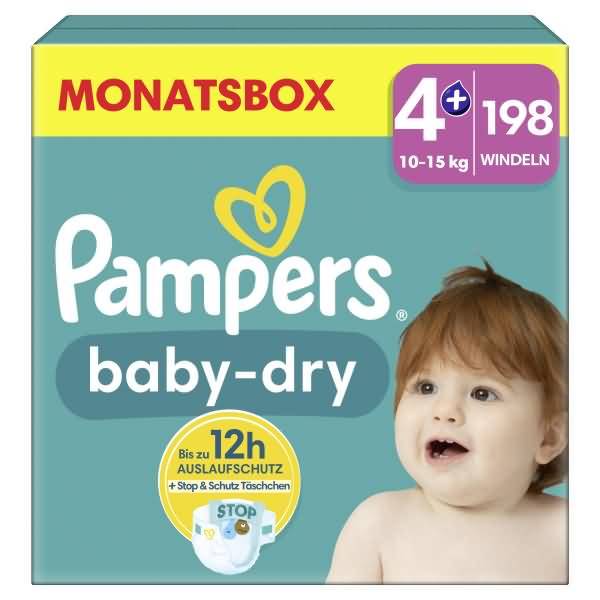 Windel Baby Dry 40785065 Gr.4+ Maxi Plus 198 Stück
