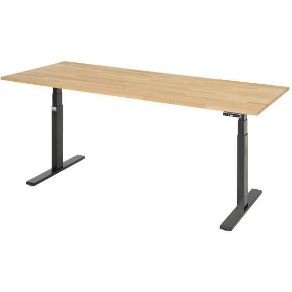 Schreibtisch adlatus 100 2000x800x650-1300 B-Platte schwarz