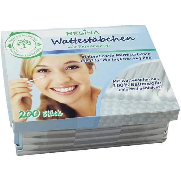 Wattestäbchen Regina 10000817 Papierschaft 200 Stück