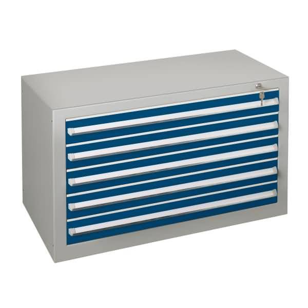 Schubladenblock 36284 60cm 5 Schübe lichtgrau/blau